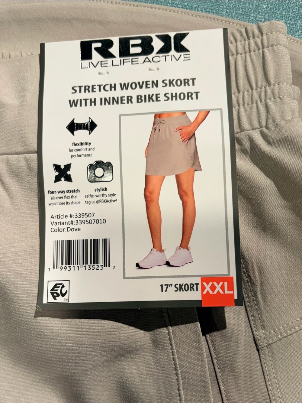 RBX Dove Stretch Woven Skort with Inner Bike Short
